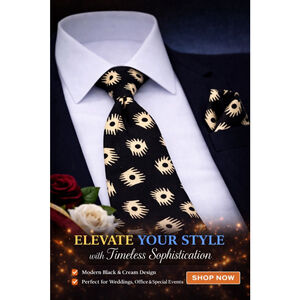 Andrew Fezza Black Cream Patterned Silk Men’s Tie